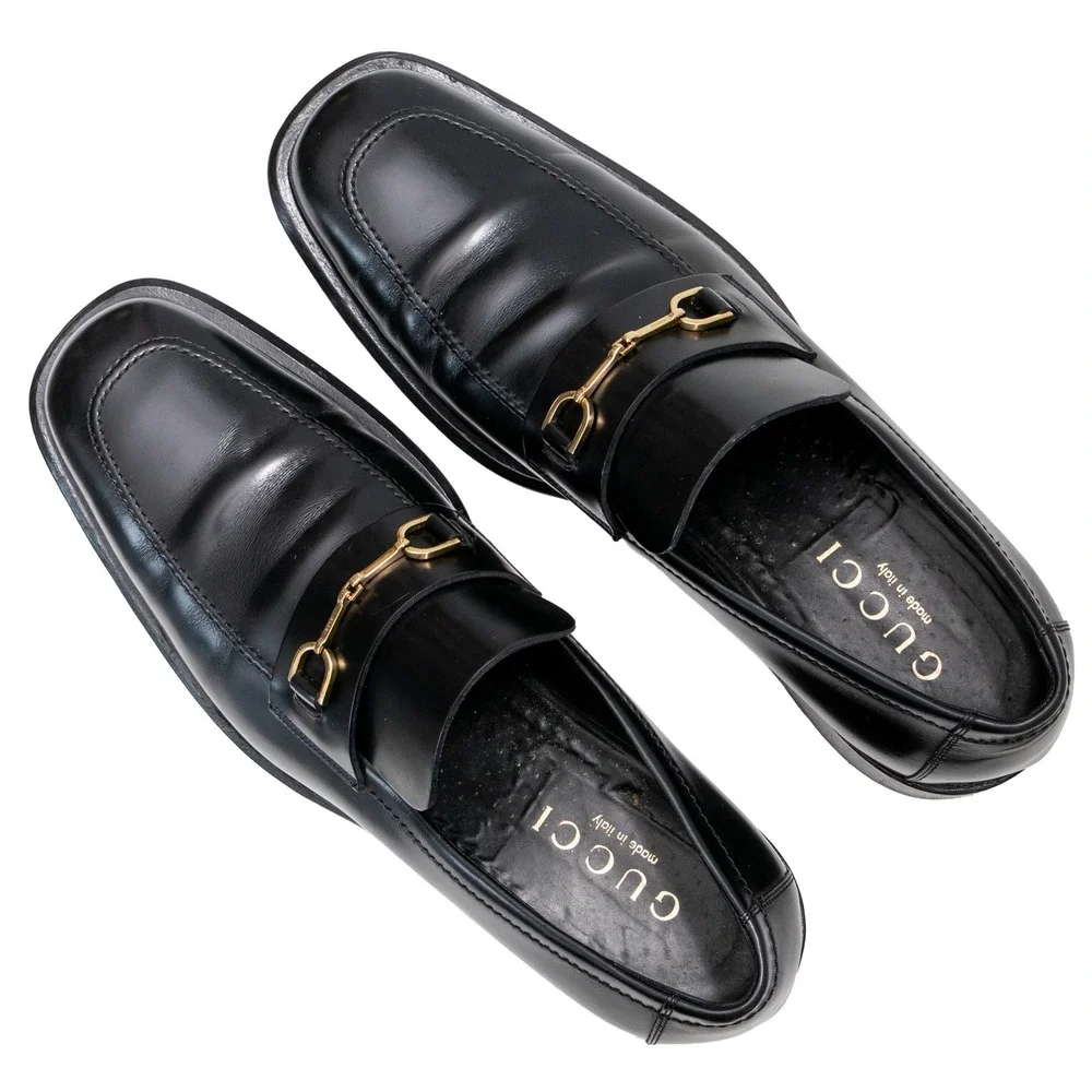 Gucci Tom Ford Era Horsebit Loafers Black Leather Dress Shoes 12.5D Italy Men's